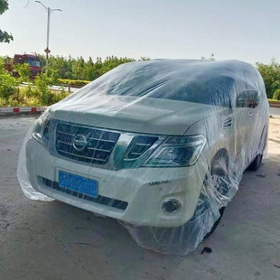 Customized Car Disposable Car Cover Thickeneded Universal Plastic Car Cover Full Car Transparent Rainproof and Dustproof Cover Manufacturer