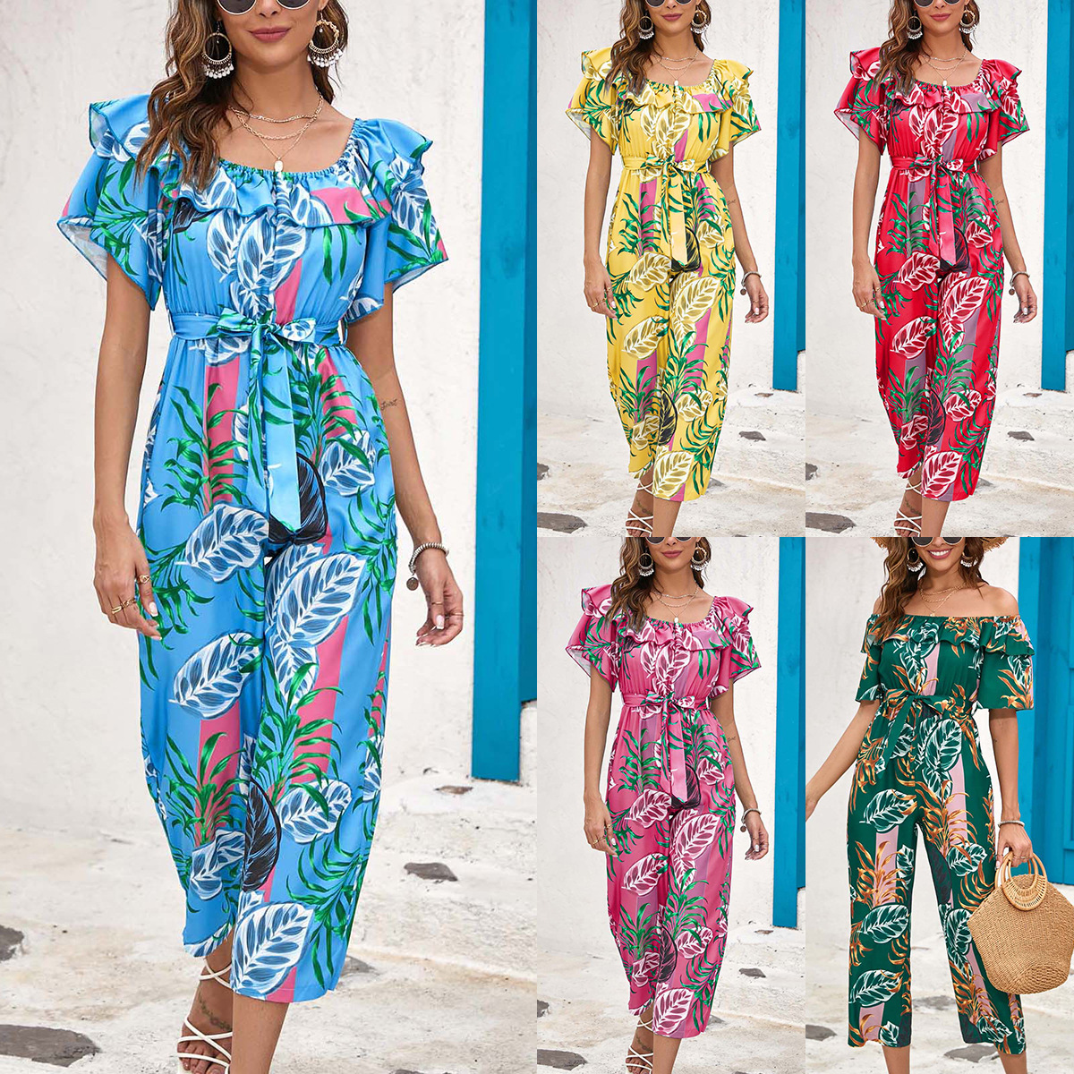 Women's Holiday Daily Vacation Flower Calf-Length Printing Jumpsuits display picture 1