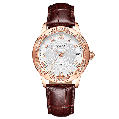 Women's watch fully automatic mechanical watch casual fashion hollow mechanical watch genuine leather waterproof diamond watch for women