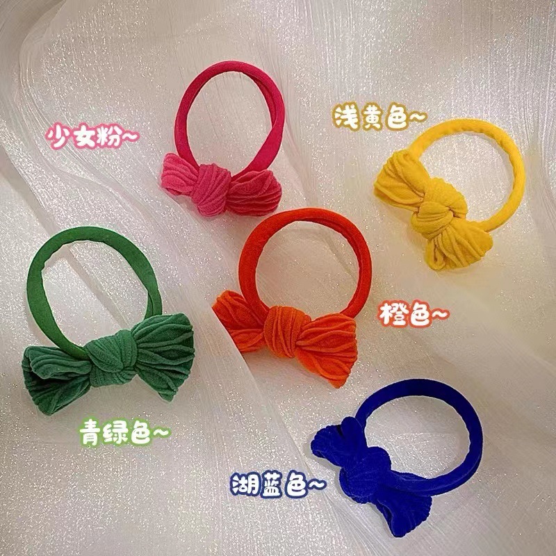 Banda para el cabello con arco anudado para niños Simple diadema Linda señoras no lastiman el cabello anillo de toalla Cola de Caballo banda de goma cuerda para el cabello
