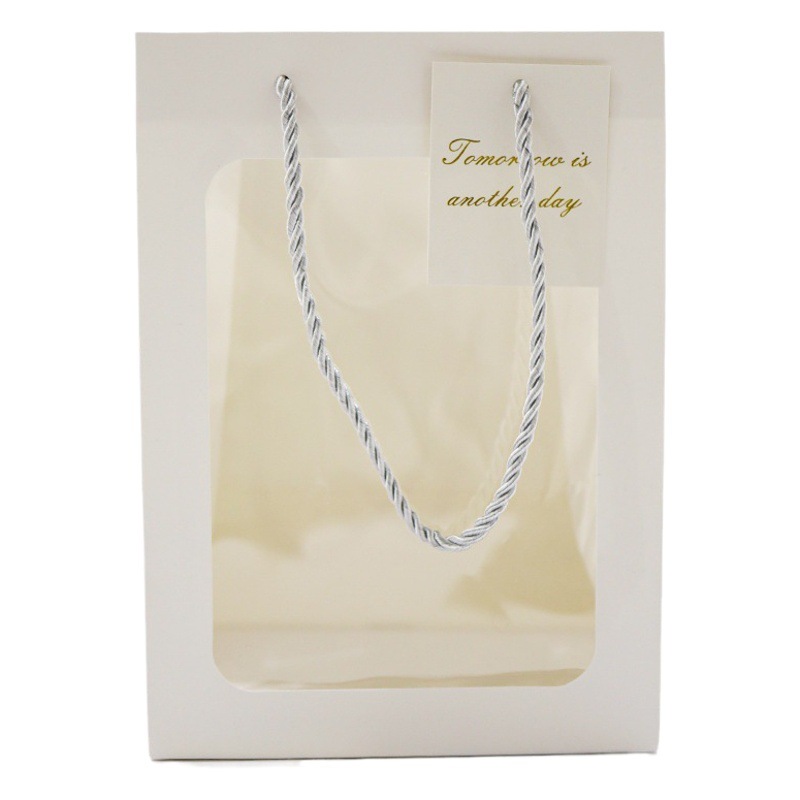 En stock bolso de ventana transparente al por mayor bolso de papel de cartón blanco bolso de embalaje de flores de San Valentín