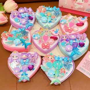 Children's Cute Cartoon Mermaid Ring Box Girl Baby Love Jewelry Box Little Girl Princess Birthday Gift