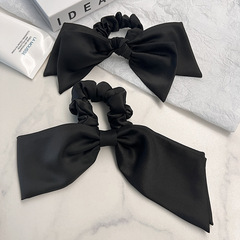 韓國東大門頭飾2024新款蝴蝶結頭繩髮飾黑色緞面大腸發圈頭飾