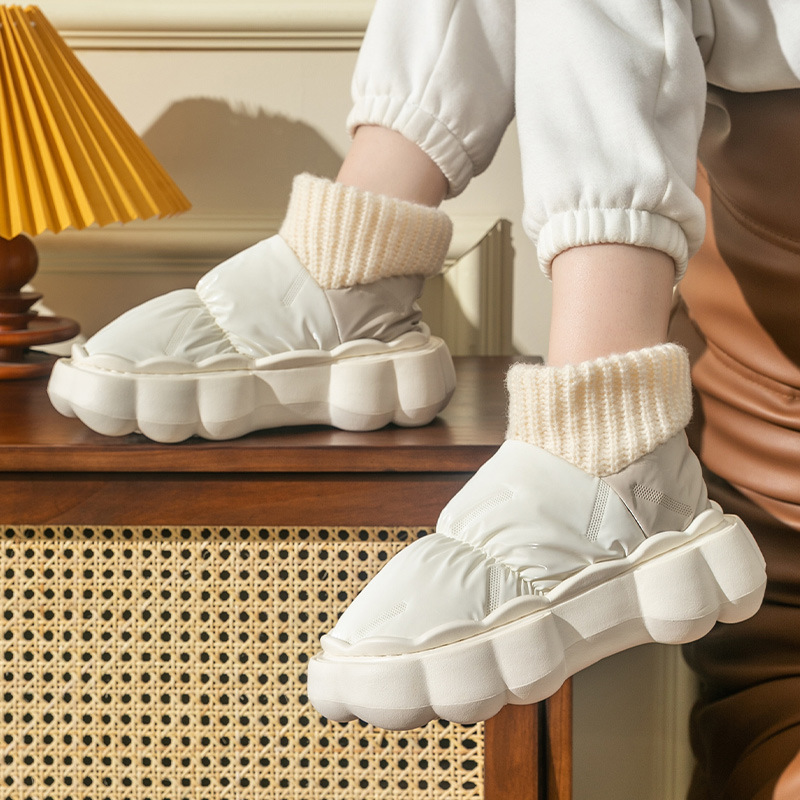 棉拖鞋女冬季高包跟防水防滑保暖厚底踩屎感棉鞋女士冬天家用外穿|ms