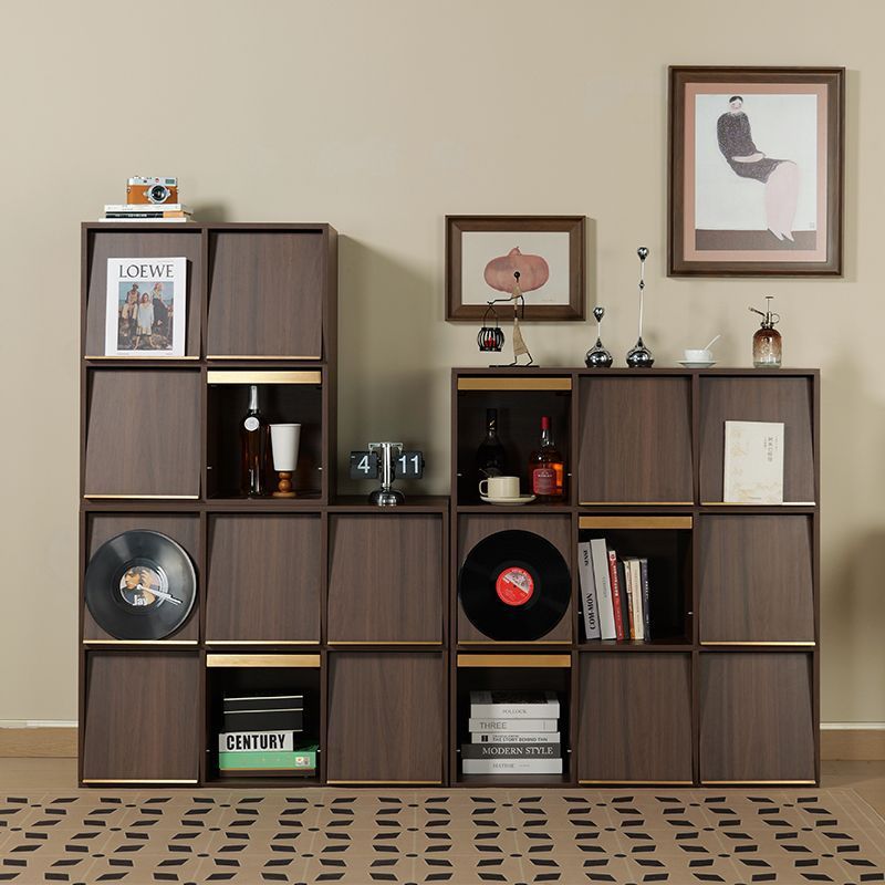 Solid Wood Light Luxury Vintage Storage Cabinet Floor-Standing Combination Bookcase Chest of Drawers Retro Walnut Grid Cabinet Hand-Made Cabinet Side Cabinet