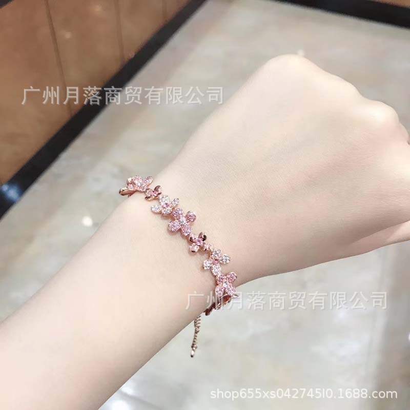 施家1：1对版玫瑰金梅花手链女施华洛元素水晶花朵手镯女厂家代发|undefined