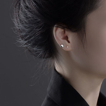 韩国s925纯银几何耳钉女小众设计感简约养耳洞耳环2023年新款