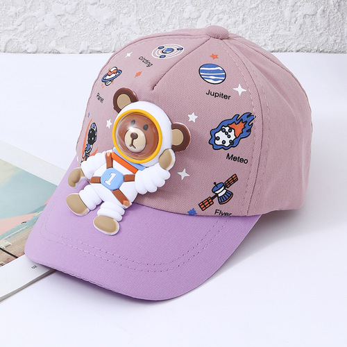  Spring/Summer New Arrival Kids' Baseball Cap with Space Bear Design | Baby Visor Hat | Unisex Sun Protection & Shade Hat