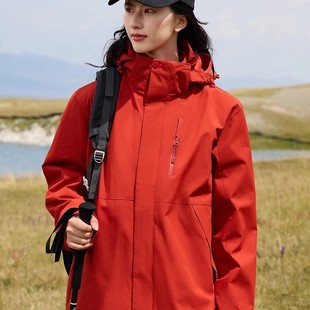 Spring Outdoor Mountaineering Clothing Windproof and Waterproof Red Three-In-One Autumn and Winter Suzaku Red Jacket for Men and Women Small