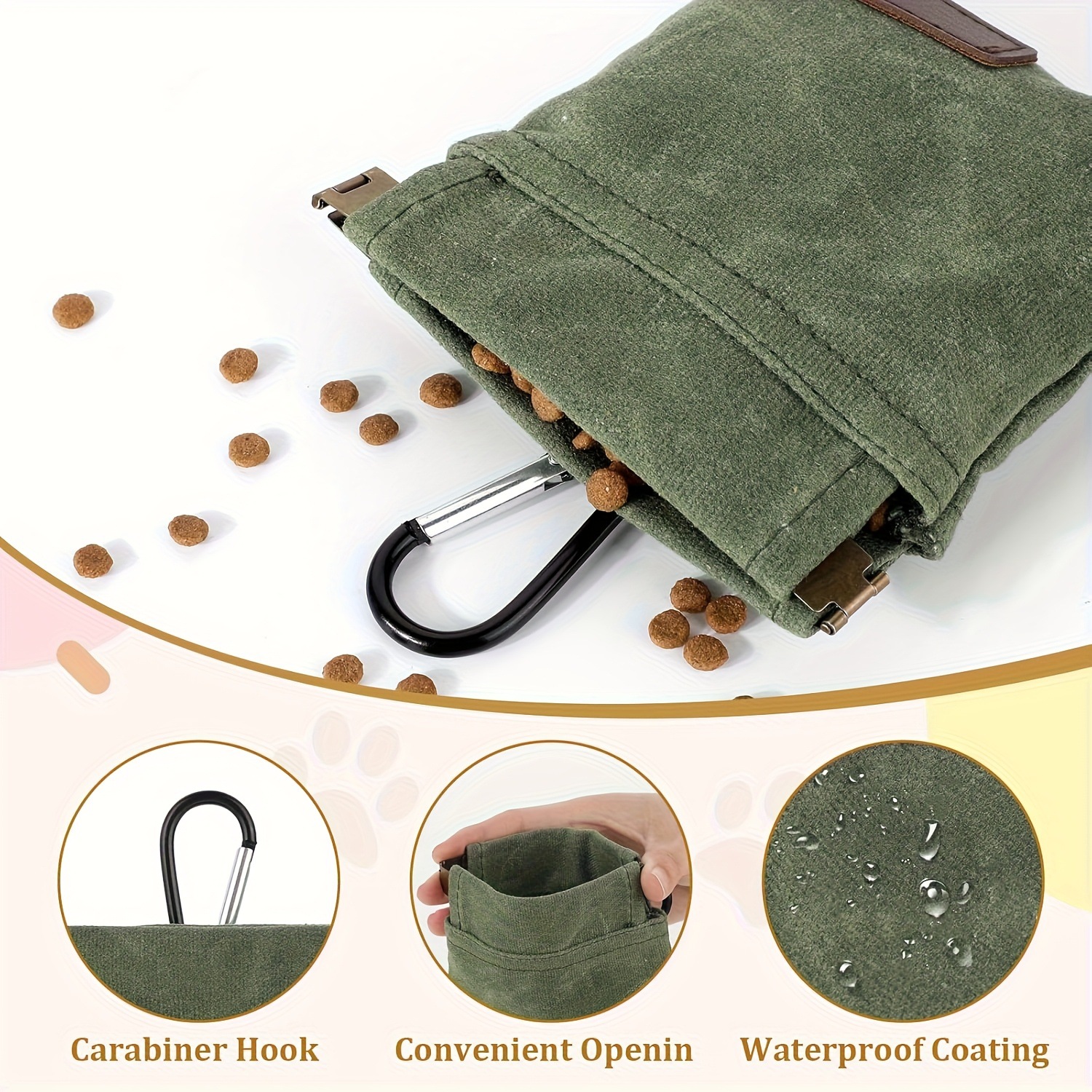 帆布狗粮袋狗狗出门便携遛狗包外出训练防潮挂式宠物零食包训犬包