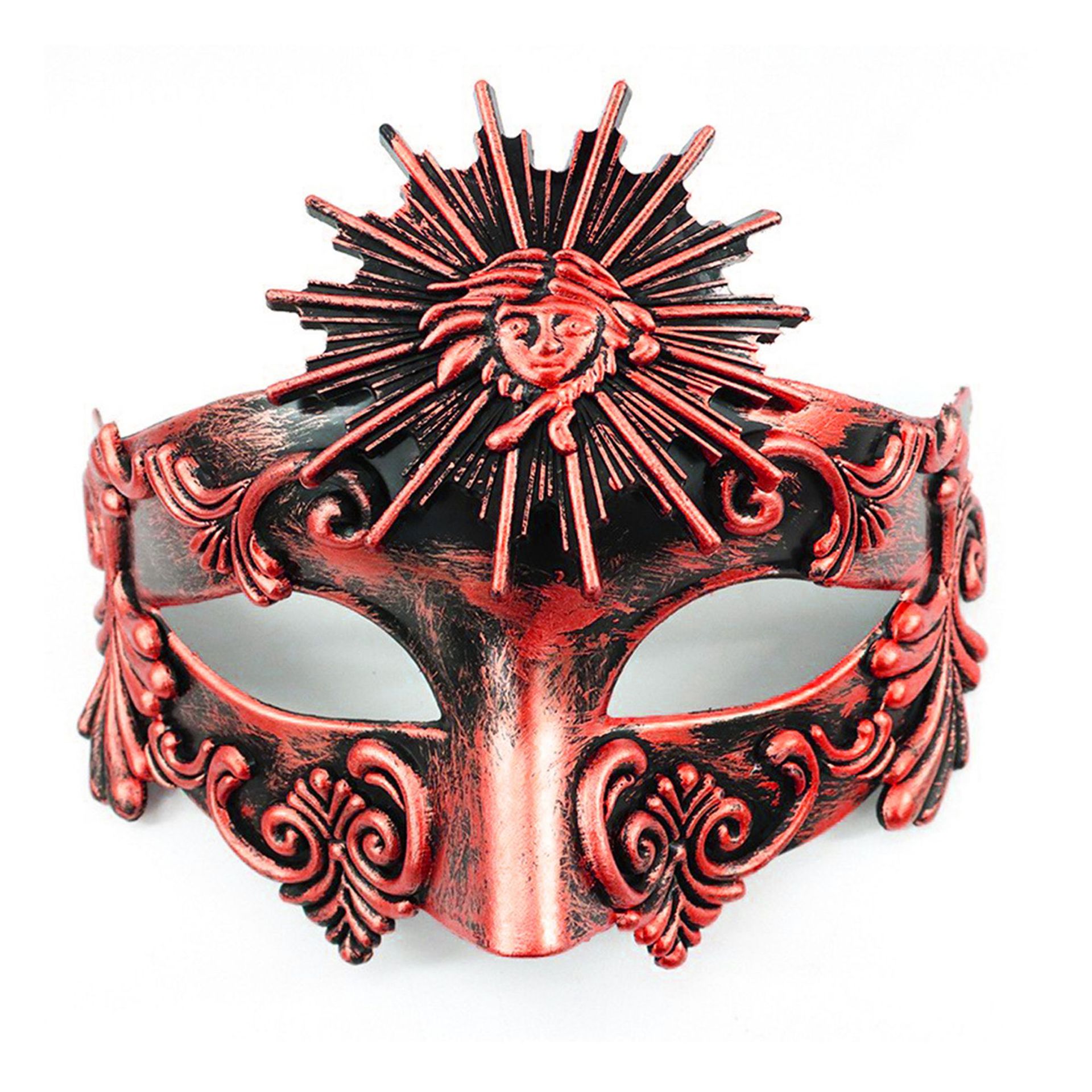 Amazon venta caliente carnaval borde lateral plumas metálicas mariposas retro máscaras de mitad de cara romana baile de maquillaje