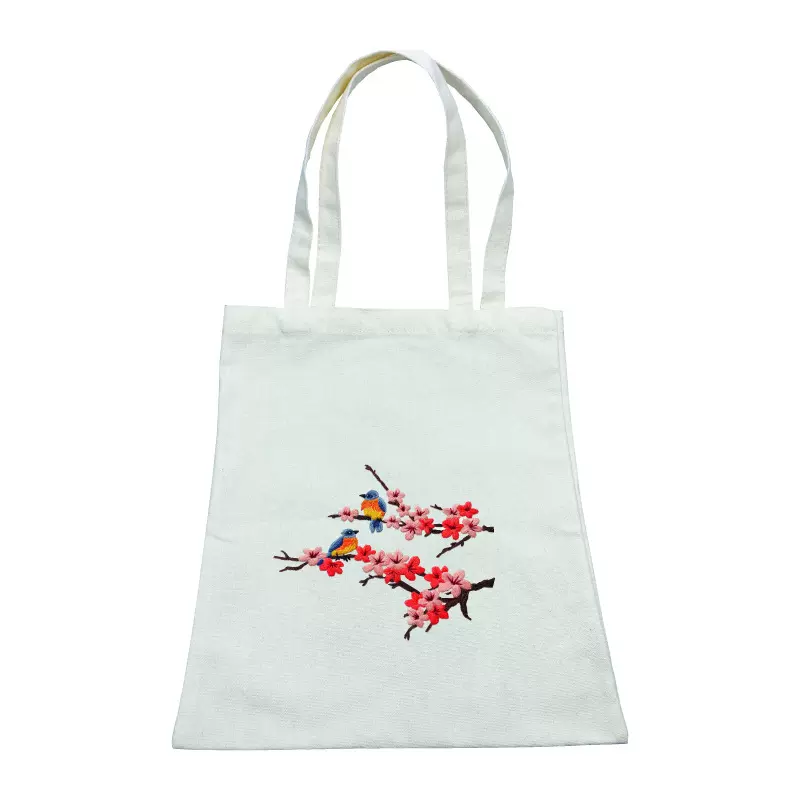 苏绣十字绣花手提包跨境英文说明厂家批发刺绣diy材料帆布袋套件