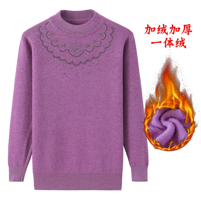 Женский утолщенный свитер-водолазка среднего возраста для женщин среднего возраста, трикотажный топ больших размеров для мам среднего возраста, топ для бабушки