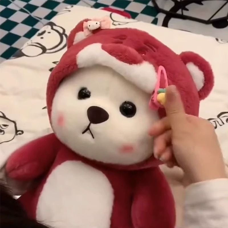 Plush doll strawberry bear, removable hat, multi-size 35–100 cm, with mini bears