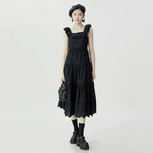 夏季法式桔梗独特别致设计长裙气质名媛高端女神范赫本风连衣裙女