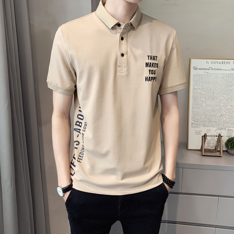 Camiseta con solapa para hombre, camiseta de manga corta de estilo coreano, polo de celebridad de Internet, camiseta ajustada a la moda, estilo moderno 2022