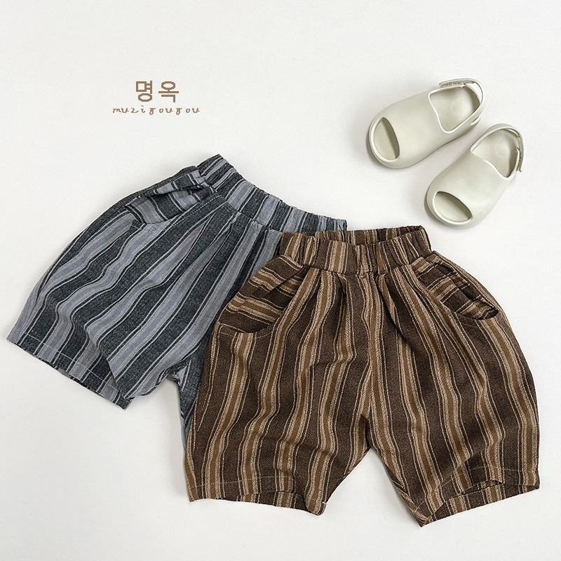 Pantalones cortos de verano para niños, estilo japonés de algodón y lino, pantalones transpirables de estilo coreano para niños, ropa para niñas pequeñas y niños pequeños.