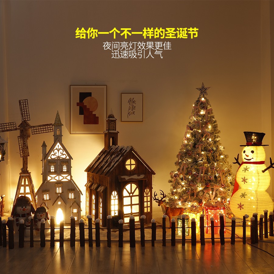 Navidad hotel centro comercial bar gran escena decoración Meichen luminoso Castillo Casa decoraciones de vacaciones