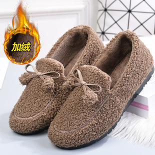 Old Beijing Mao Mao Shoes Women's Winter Wear Slip-on Mother's Middle-aged and Elderly Bean Cotton Shoes fleece-lined Thickened to Keep Warm