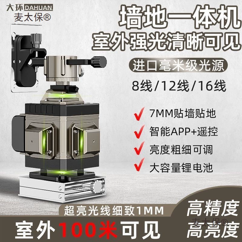 12-линейный настенный уровень с зеленым светом, многофункциональный лазерный инфракрасный настенный уровень, 12-линейный настенный уровень с синим светом Metabo