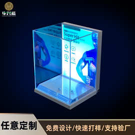 亚克力发光展示架led蓝牙耳机透明展示盒手办防尘罩发光盒定制