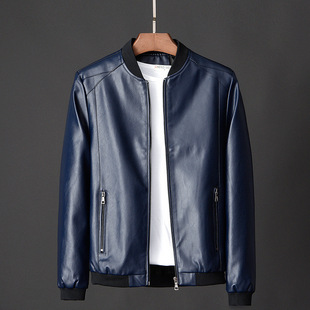 Cross-border plus size leather jacket men's autumn stand collar men's leather jacket fat guy leather jacket youth motorcycle leather jacket direct sales