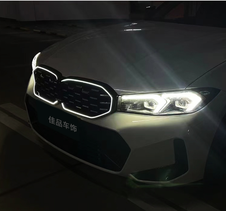 Suitable for BMW new series luminous grille, bright black modified grille, Black Warrior glow