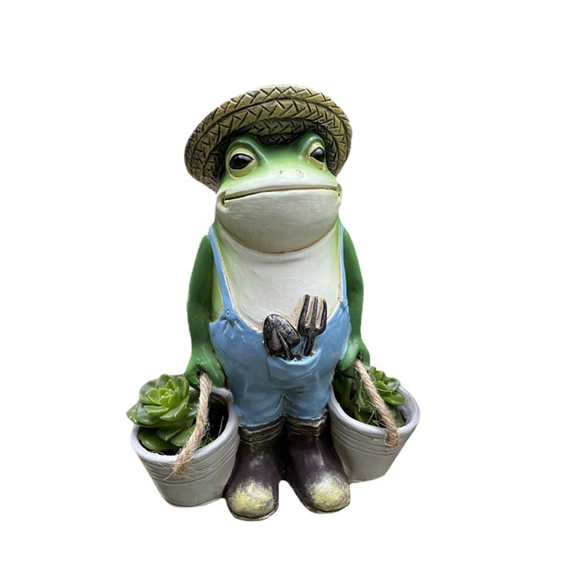  Resin Hat Bucket Small Frog Ornaments Garden Succulent Small Bonsai Home Balcony Decoration Handmade