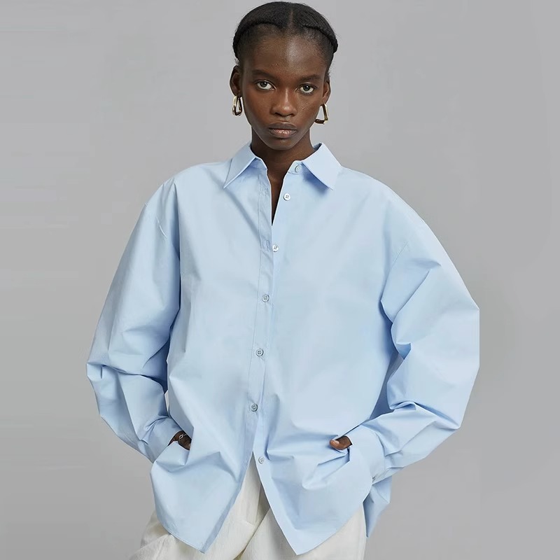 Th~ Row Shirt Tops for Women 2025 Spring and Autum New Design Niche Long-Sleeved Back Slit Shirts for Women