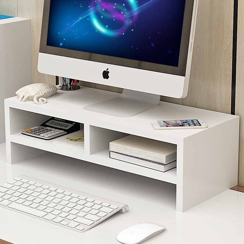 Desktop Computer Elevated Monitor Stand, Height-Adjustable Base for Office Desk, Storage Rack for Laptop Holder