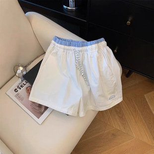 B168 # (Official Price) Extra Large Size 150kg Drawstring Loose Color Matching Casual Sports Shorts for Women 2025 New