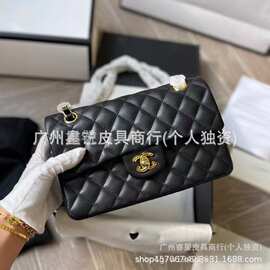 跨境 双C带LOGO小香风高版本CF鱼子酱牛皮羊皮女包单肩链条斜挎包