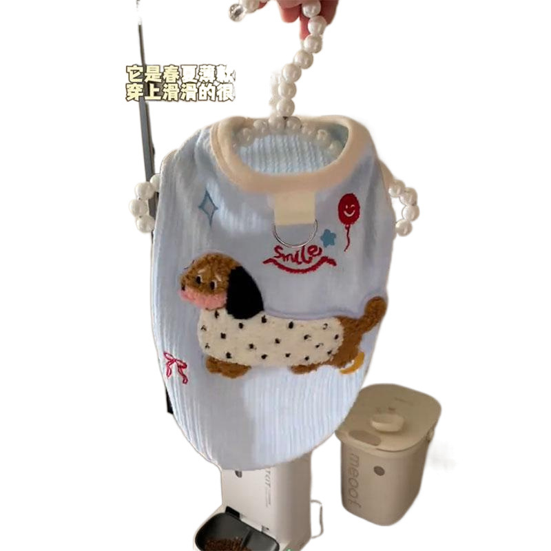 Primavera y verano ropa de gato nuevo anti-pello delgado naranja gato azul gato muñeca gato salchicha perro mascota ropa chaleco