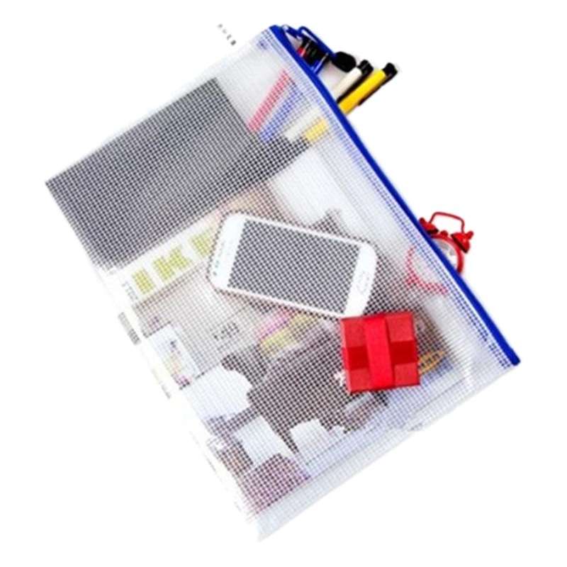 Venta al por mayor A4 bolsa de cremallera de malla transparente bolsa de cremallera A5 bolsa de archivo A3B4B5 bolsa de almacenamiento caja de lápiz promoción