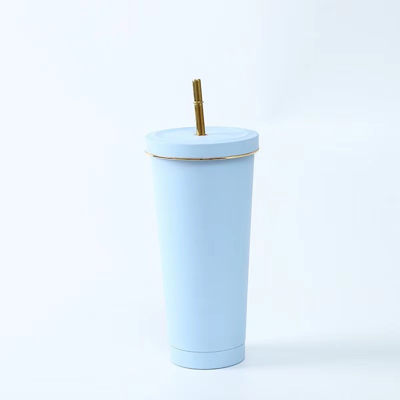 Taza de paja de gran capacidad taza de vacío directa de fábrica de doble capa de vacío de acero inoxidable taza de café portátil en stock Generación de pelo