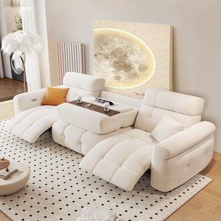 Zero-Wall Electric Multi-Functional Sofa Cat Scratch Fabric Small Apartment Sofa Modern Simple Technology Cloth Cream Style