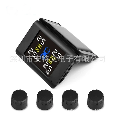 Factory direct color screen cross-border tire pressure monitor wireless tire pressure monitor TPMS solar tire pressure detection (Tire pressure monitoring system) - black-external