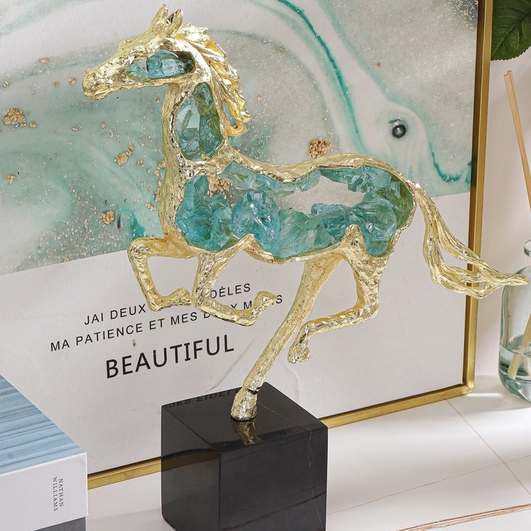 Crystal Horse Ornaments Living Room Entrance Wine Cabinet Sales Department Model Room Modern Light Luxury Home Decorations Soft Decoration