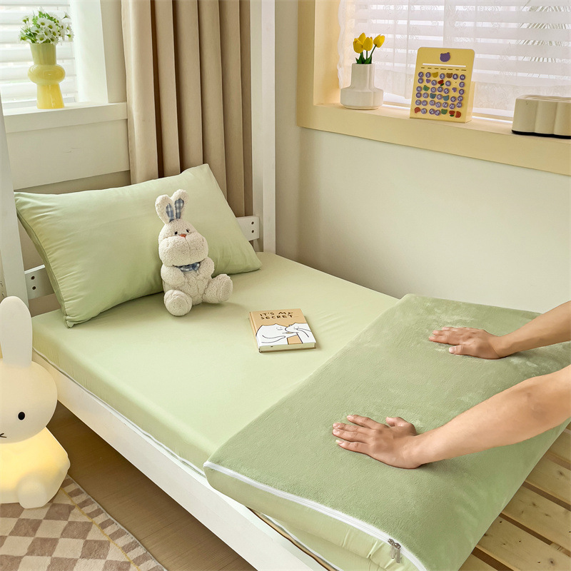 Special Fitted Sheet for Student Dormitory, Single Piece Cotton Bed Cover, Six-Sided All-Inclusive Single Latex Mattress Protector