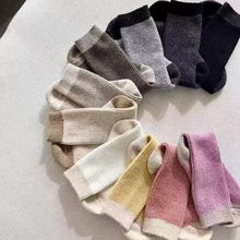 拼色yang毛袜韩国saed东大门流行竖纹时装款糖果色中筒女士袜