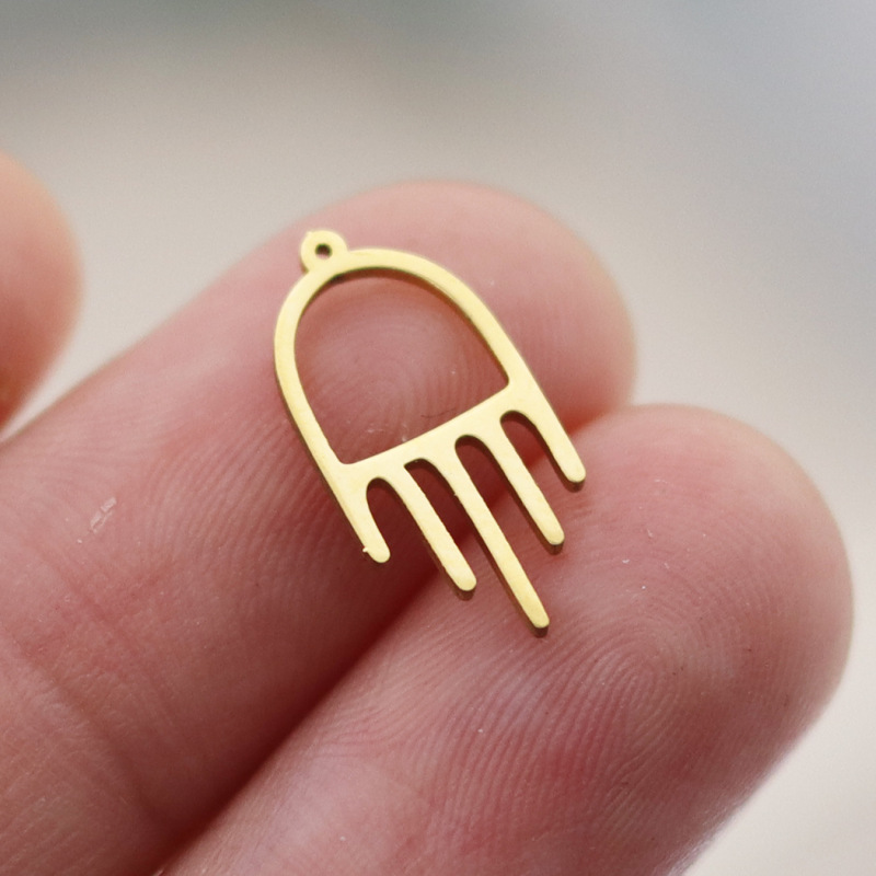 1Pcs Stainless Steel Simple Hamsa Hand Pendant Necklace Earrings Women's Crafts DIY Jewelry Accessories