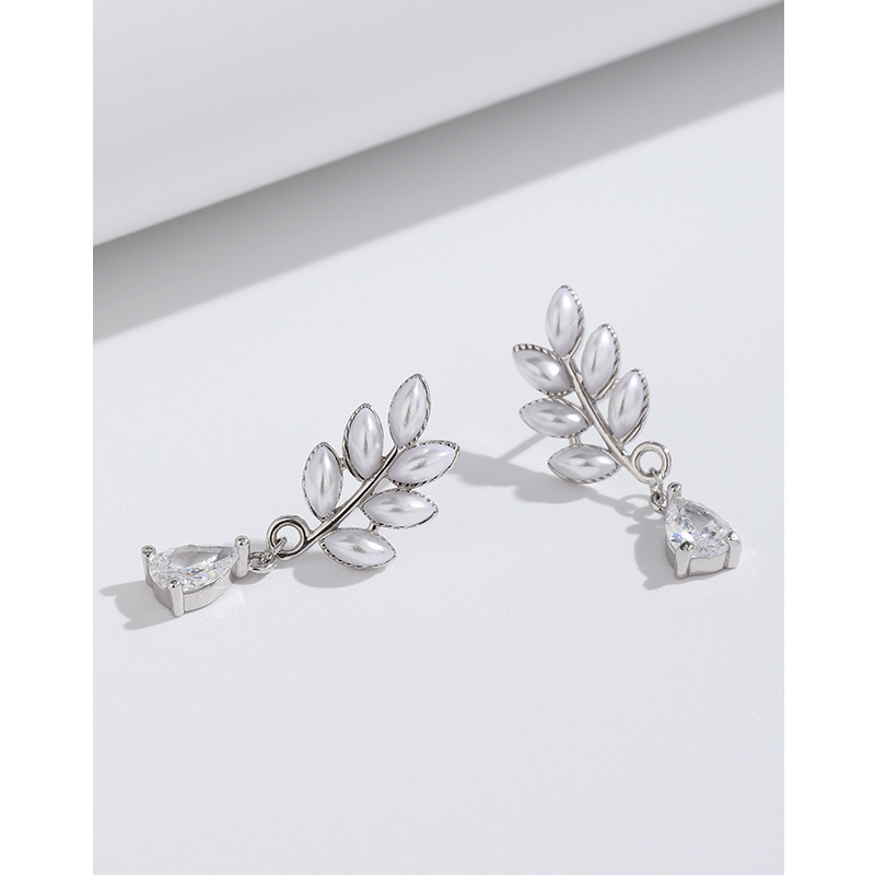 Pendientes de perlas artificiales de Plata de Ley 925 para mujeres nicho diseño retro pendientes simples elegantes pendientes de alta calidad