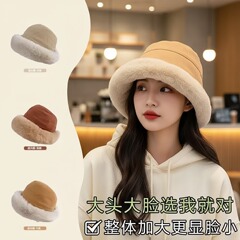 女秋冬季加绒护耳包头蒙古水桶盆帽加厚防风防寒保暖卷边毛绒帽子