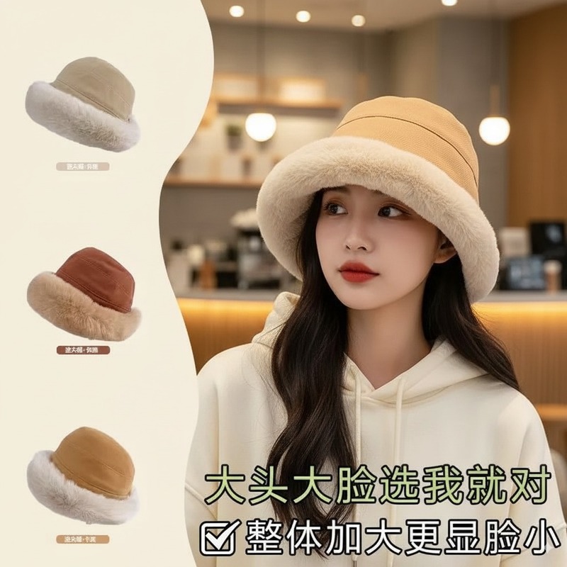 女秋冬季加绒护耳包头蒙古水桶盆帽加厚防风防寒保暖卷边毛绒帽子|undefined