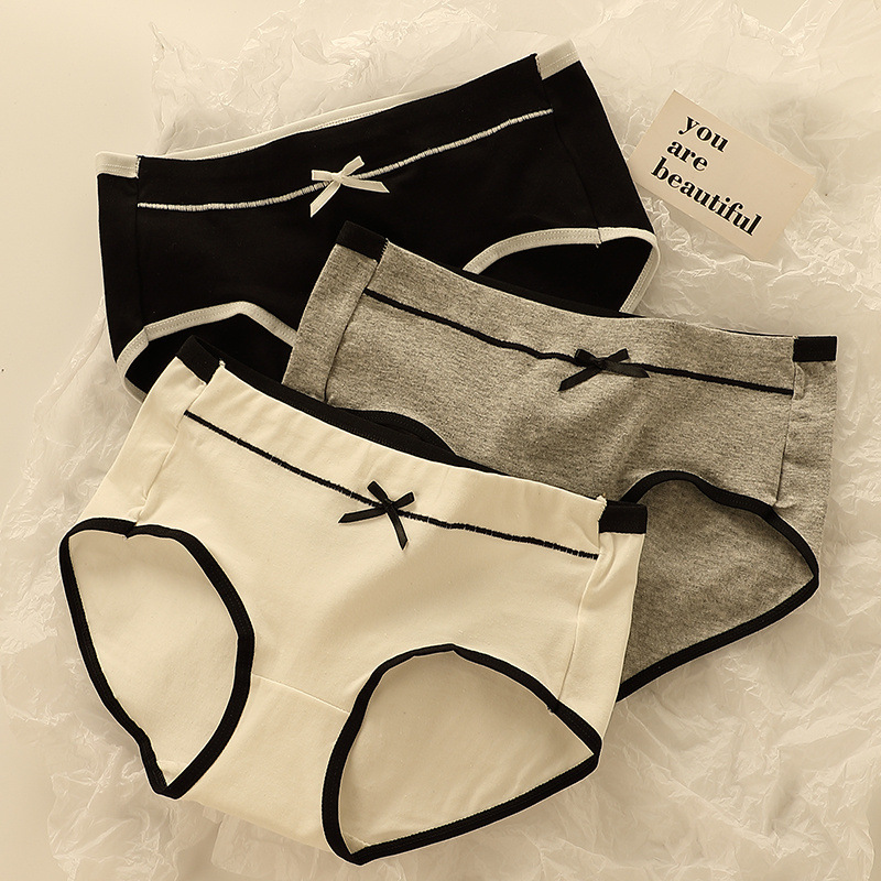 Women's cotton breathable cotton crotch mid-waist belly contracting Japanese-style student women's briefs