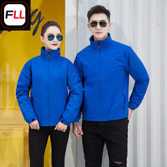 春秋工作服男衝鋒衣印logo加絨款工作服外套工裝