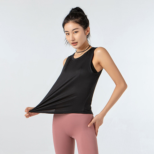 Cross-border sports vest for women summer thin quick-drying yoga short-sleeved sleeveless running fitness clothing loose blouse T-shirt