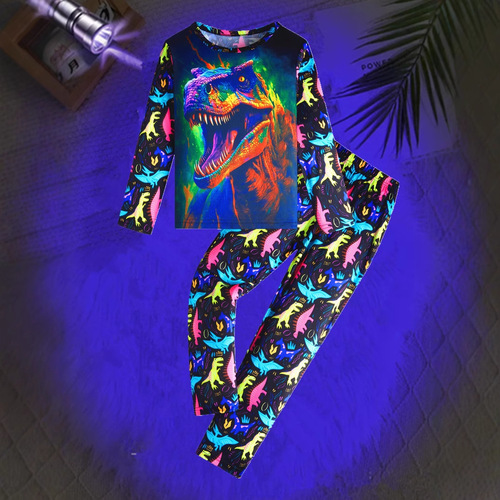 Kids Pajamas Children's Sleepwear Children's Homewear Glow-in-the-Dark Fluorescent 3D Printed Boys' and Girls' Suit Sleepwear
