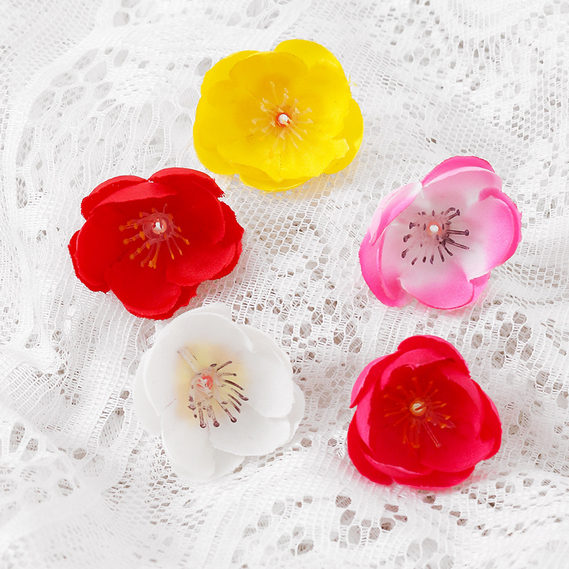 仿真花头小花朵桃花3小梨花DIY花环草帽材料家居装饰配件