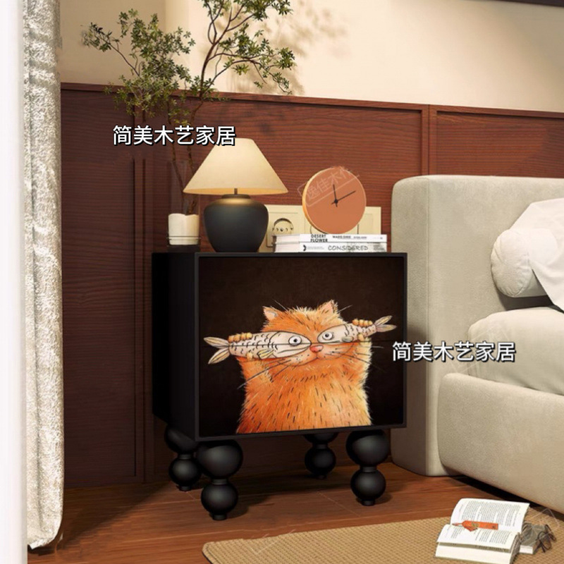 法式复古奶油风床头柜卧室家用床边柜房间抽屉柜多功能斗柜储物柜|undefined